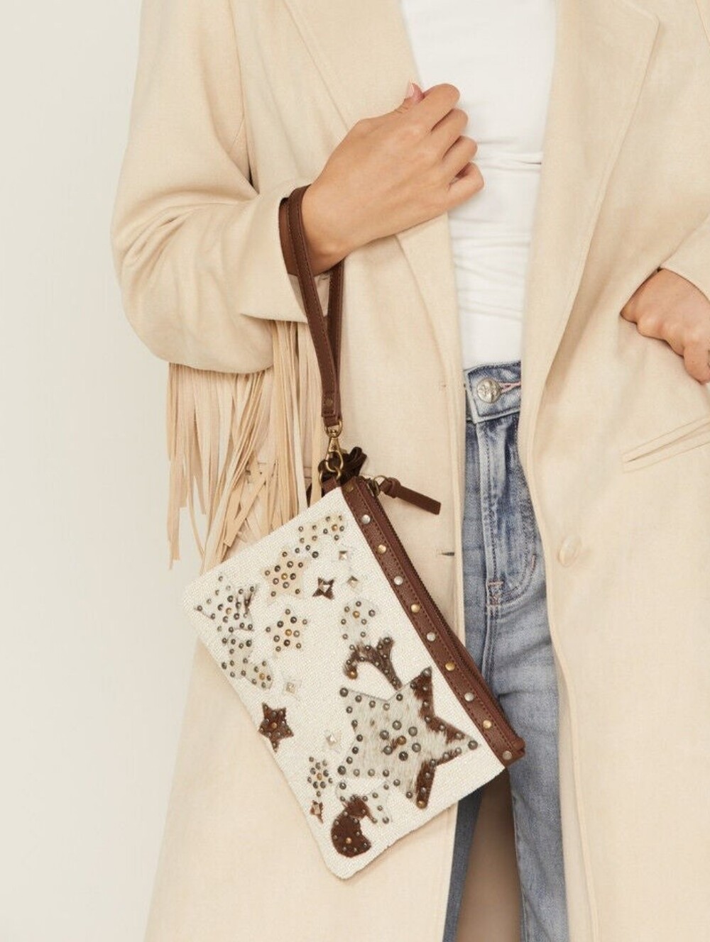 Shyanne Tegan Seed Beaded Cowhide & Leather  Clutch Wallet